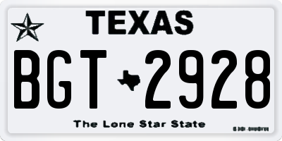 TX license plate BGT2928