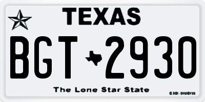 TX license plate BGT2930