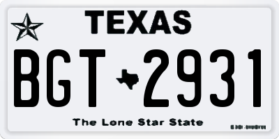 TX license plate BGT2931