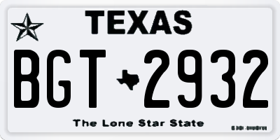 TX license plate BGT2932