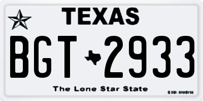 TX license plate BGT2933