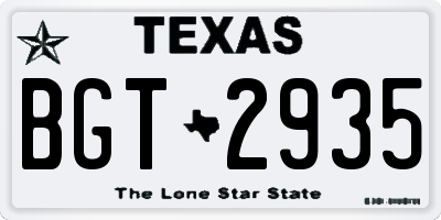 TX license plate BGT2935