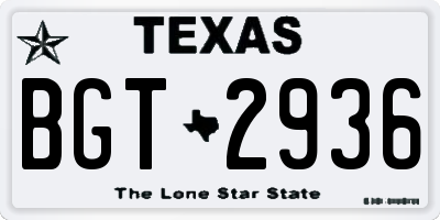 TX license plate BGT2936