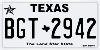 TX license plate BGT2942