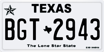 TX license plate BGT2943