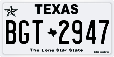 TX license plate BGT2947