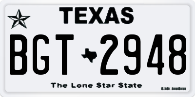 TX license plate BGT2948