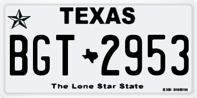 TX license plate BGT2953
