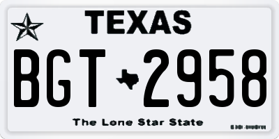 TX license plate BGT2958