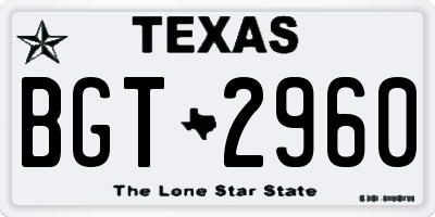 TX license plate BGT2960