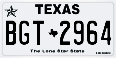 TX license plate BGT2964