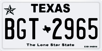 TX license plate BGT2965