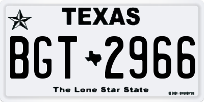 TX license plate BGT2966