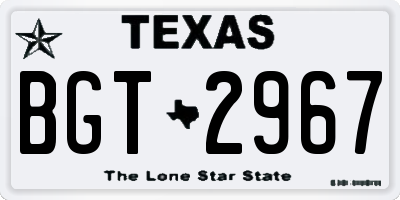 TX license plate BGT2967