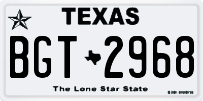 TX license plate BGT2968
