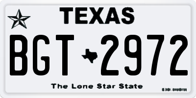 TX license plate BGT2972