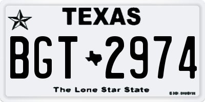 TX license plate BGT2974