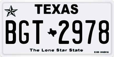 TX license plate BGT2978