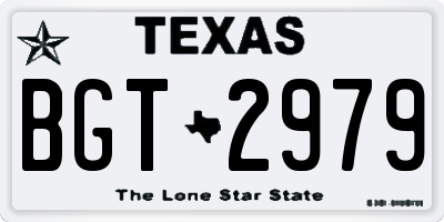 TX license plate BGT2979