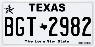 TX license plate BGT2982