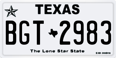 TX license plate BGT2983