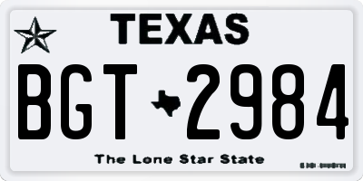 TX license plate BGT2984