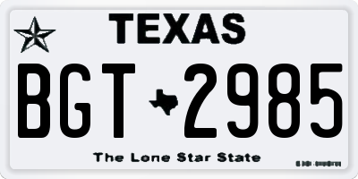 TX license plate BGT2985