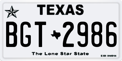 TX license plate BGT2986