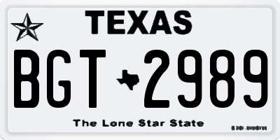 TX license plate BGT2989