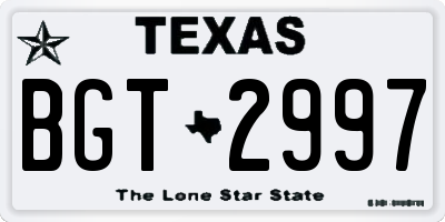 TX license plate BGT2997