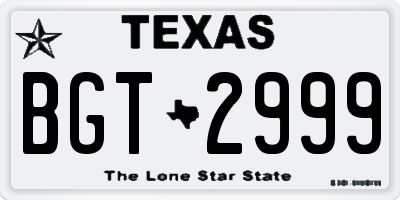 TX license plate BGT2999