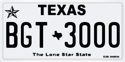 TX license plate BGT3000