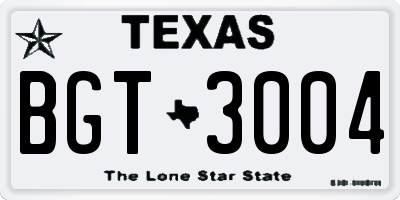 TX license plate BGT3004