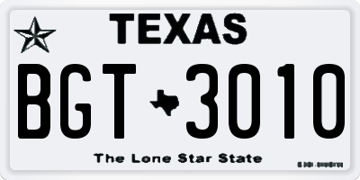 TX license plate BGT3010