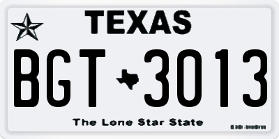 TX license plate BGT3013