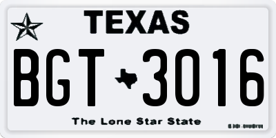 TX license plate BGT3016