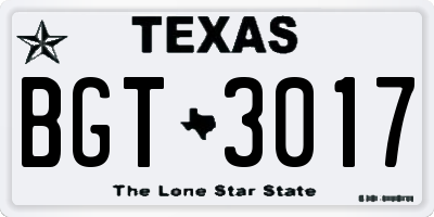 TX license plate BGT3017