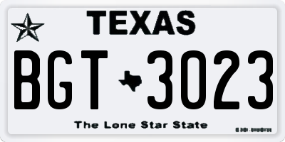 TX license plate BGT3023