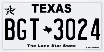 TX license plate BGT3024
