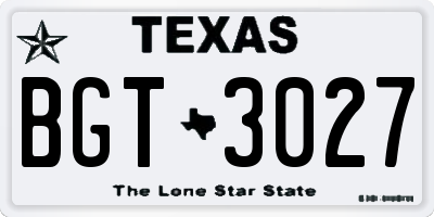 TX license plate BGT3027