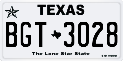 TX license plate BGT3028