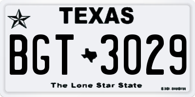 TX license plate BGT3029
