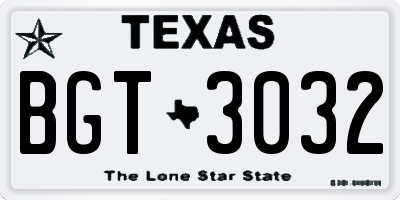 TX license plate BGT3032