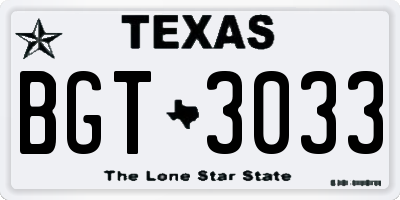 TX license plate BGT3033