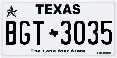TX license plate BGT3035