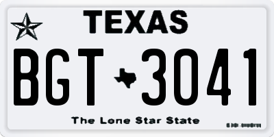 TX license plate BGT3041