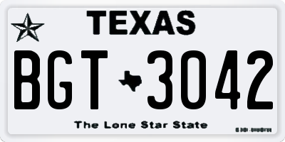 TX license plate BGT3042