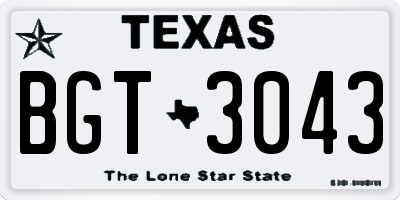 TX license plate BGT3043
