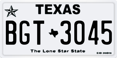 TX license plate BGT3045