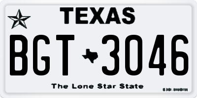 TX license plate BGT3046